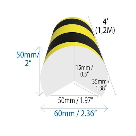 Ergomat Large Round Corner Bumper Black/Yellow Hazard LRCB120-BK/Y